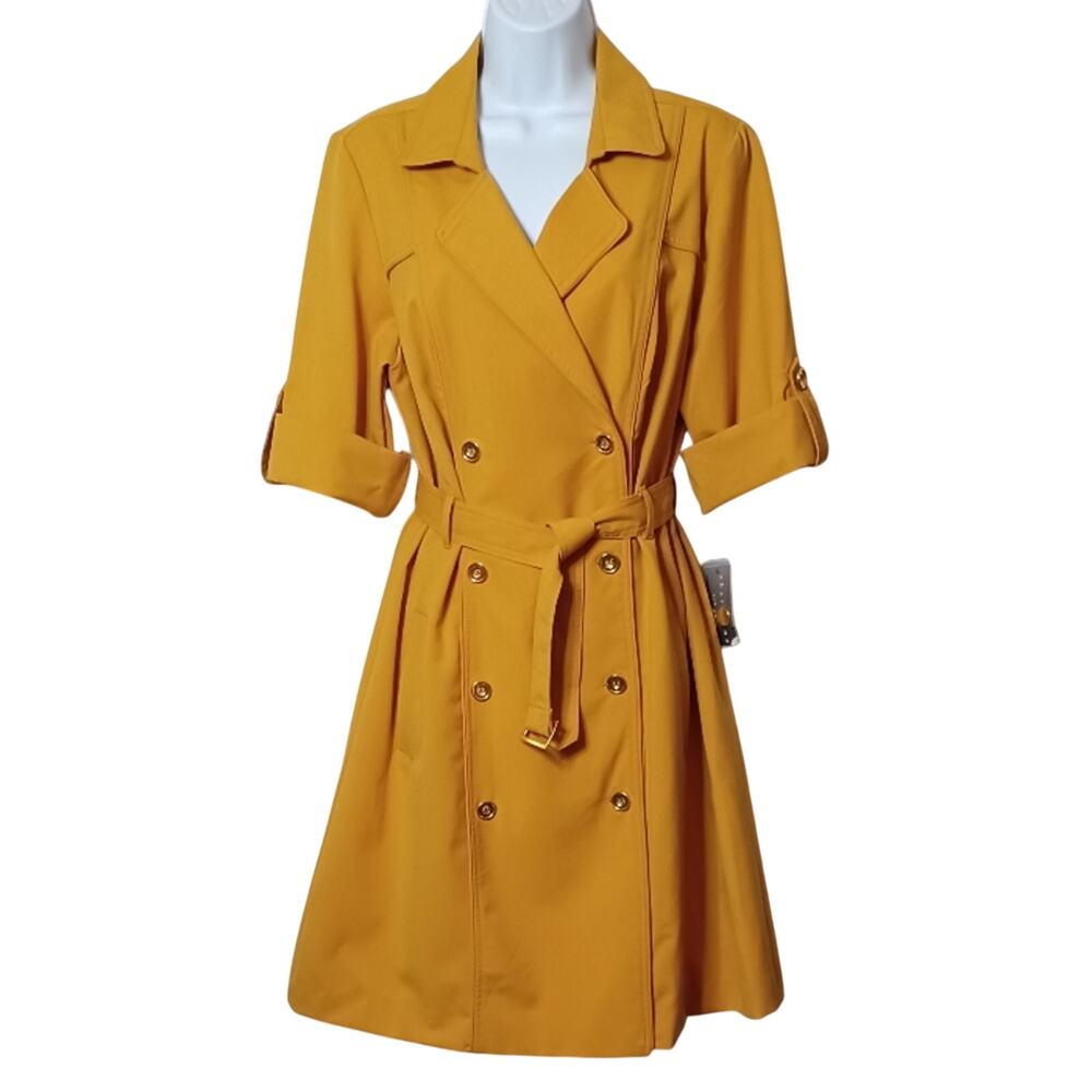 Sharagano Women's Mustard Color Double Breasted Dress. 14